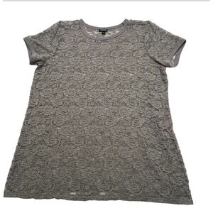 Torrid Womens Gray Lace Short Sleeve Casual Tunic Top‎ Plus Size 1 (1X) pullover